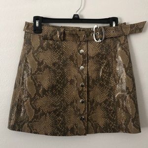 ZARA SNAKESKIN PRINT LEATHER MINI SKIRT